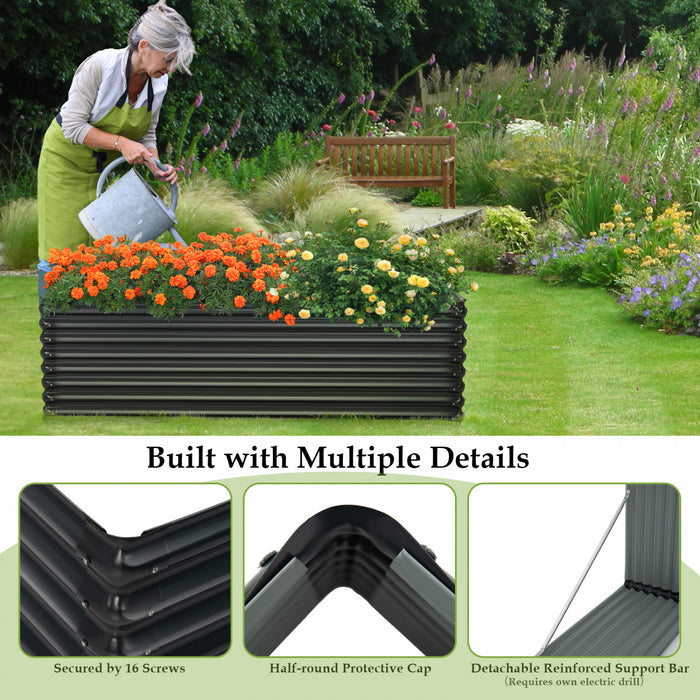 Costway 1 Pc Galvanized Raised Garden Bed Outdoor Planter Box Firewood Rack Log Holder