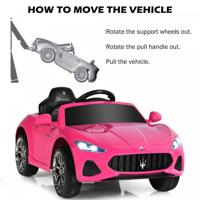 12v Kids Ride On Car Maserati Grancabrio Licensed W/ Remote Control& Lights Pink