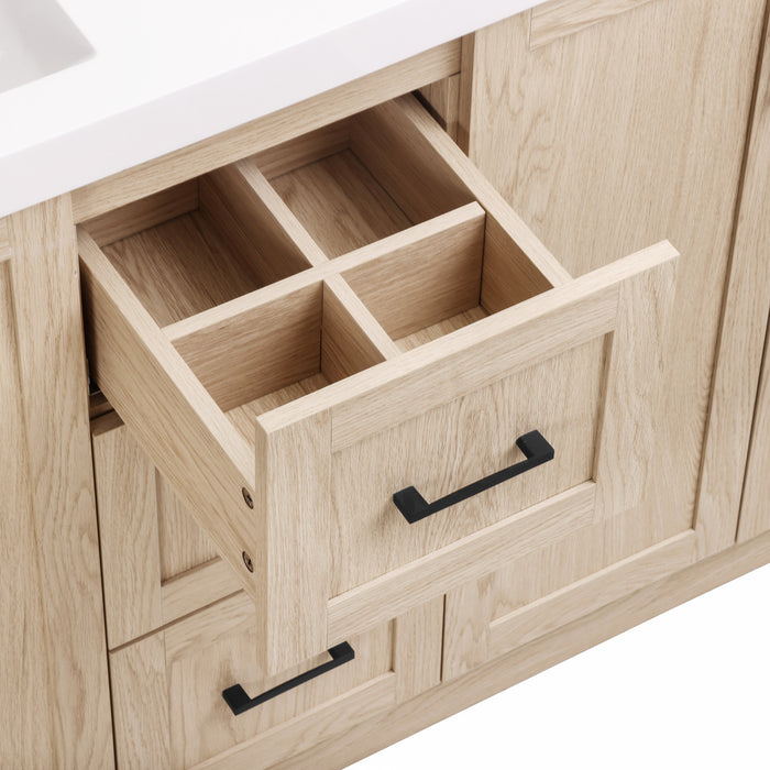 Frederick 59 Inch Modern Double Sink Bathroom Vanity with Storage Cabinet, Brown