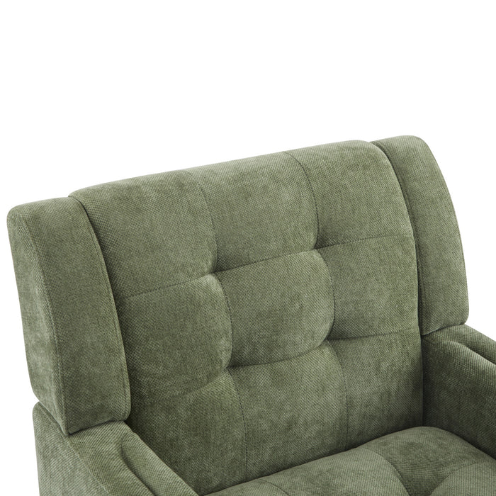 Midway Mid-Century Modern Armchair with Tufted Waffle Stitch, Green, Walnut