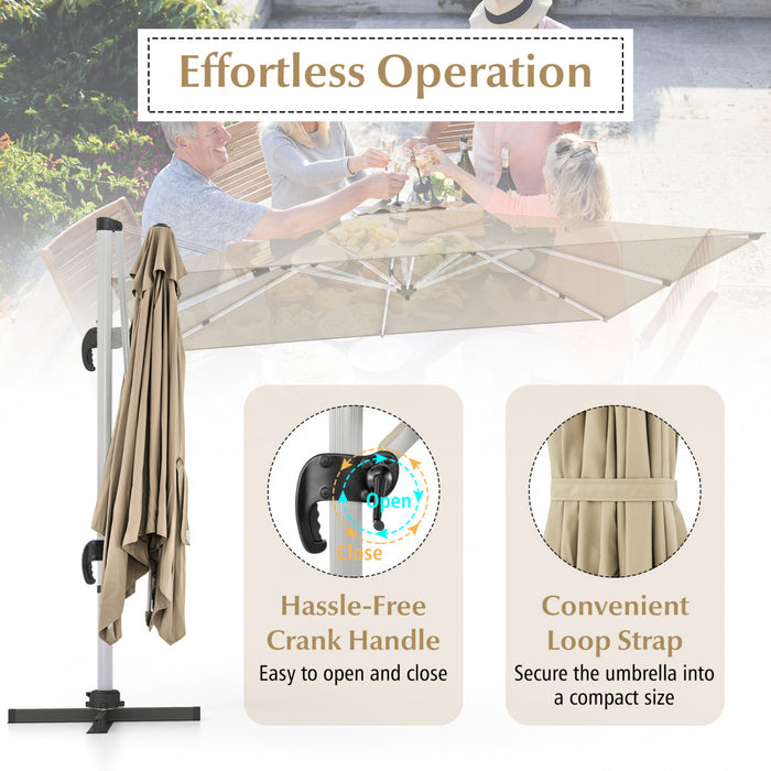 Costway 10 FT Patio Cantilever Umbrella Outdoor Aluminum Hanging Offset Umbrella w/ 360° Rotation Beige