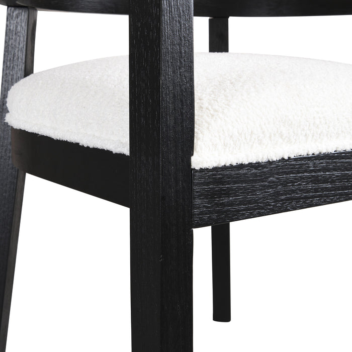 Lance Dining Chairs Set Of 2 With Rattan Back And U-shaped Seat - Black