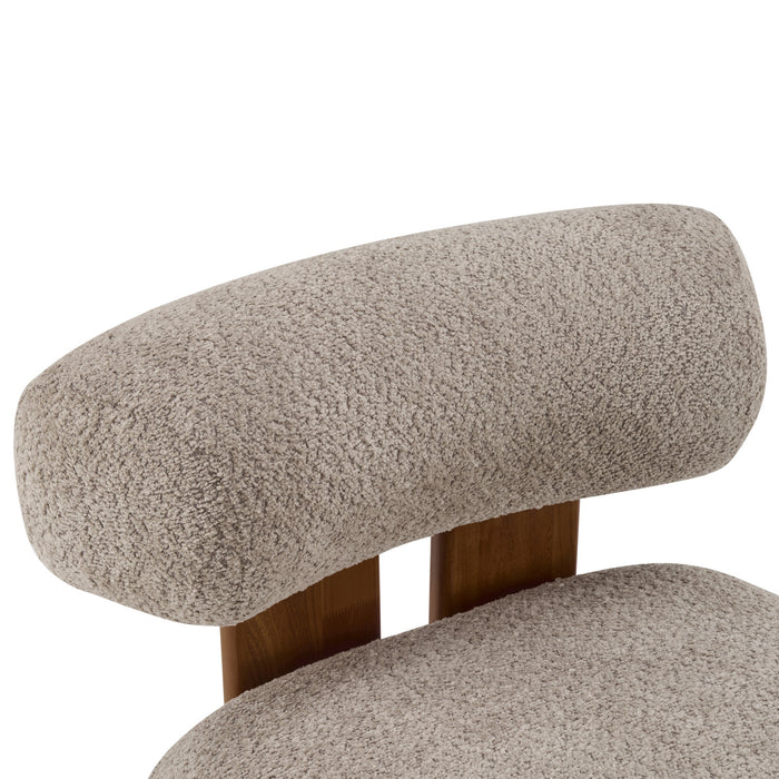 Luma Modern Boucle Lounge Chair with Rolled Backrest and Solid Wood Frame, Brown, Walnut