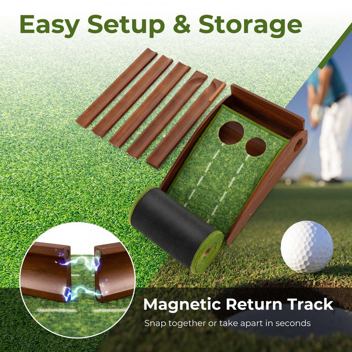 Costway Putting Green Practice Golf Putting Mat With Auto Ball Return And 2 Hole Sizes