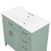 Clara 36 Inch Modern Bathroom Vanity with Ceramic Sink and Multi-Drawer Storage, Light Green | Clara Vanity moderne 36 pouces vasque ceramique + multi-tiroirs, Vert clair