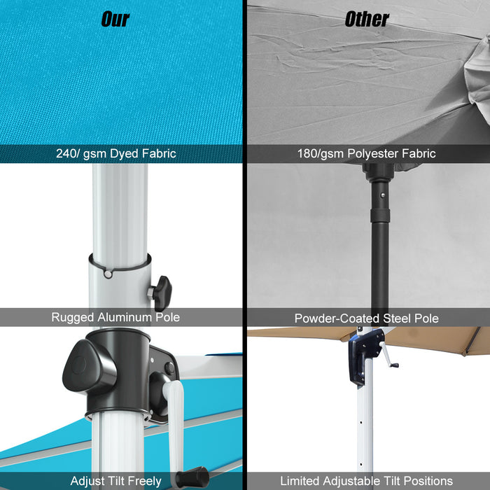 Costway 11' Patio Cantilever Offset Umbrella 360 degrees Rotation Aluminum Tilt Turquoise