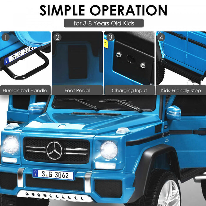 12v Licensed Mercedes-benz Kids Ride On Car Rc Motorized Vehicles W/ Trunk Navy