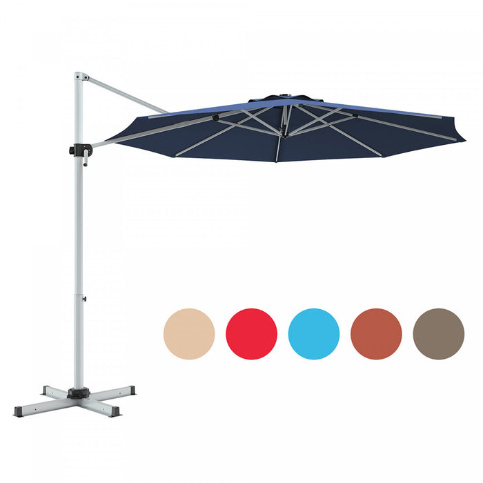 11' Patio Cantilever Offset Umbrella 360° Rotation Outdoor Tilt Blue