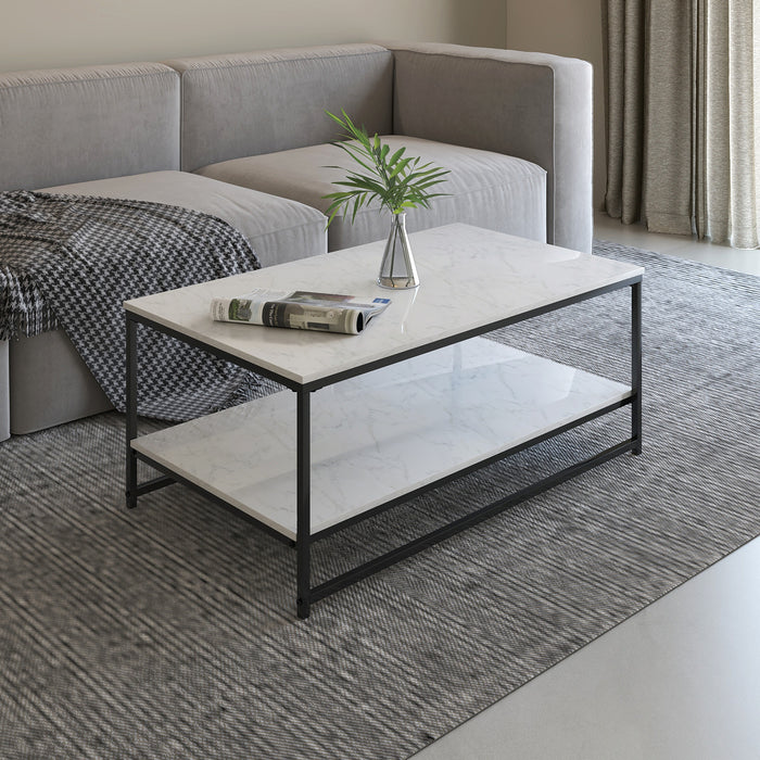 Nimbus Rectangular Coffee Table With Dual Marble Surfaces