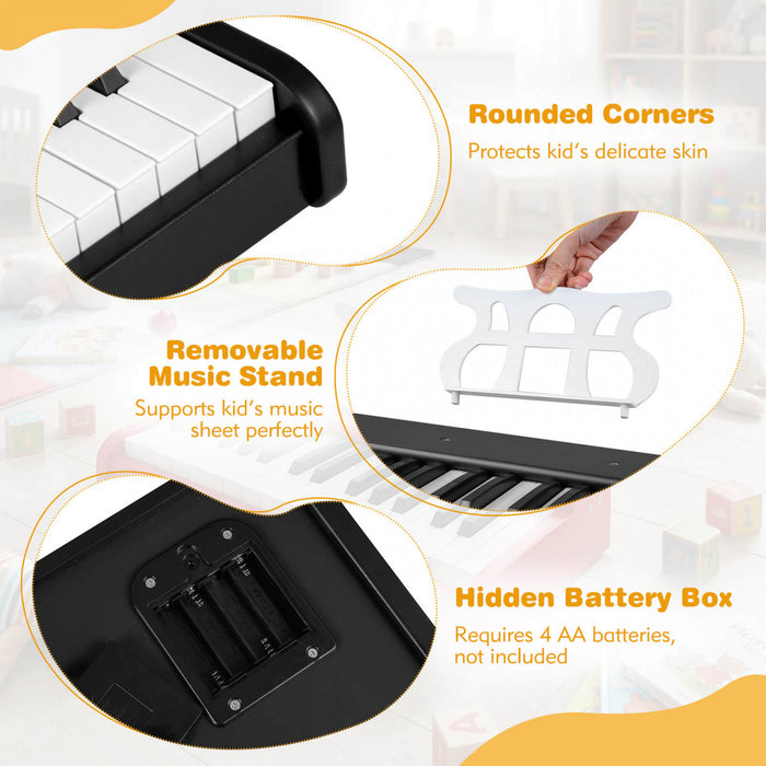 Costway 30 Keys Kids Piano Keyboard with Removable Music Stand, One-key Start Function Black