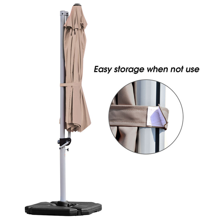Costway 11' Patio Cantilever Offset Umbrella 360 degrees Rotation Aluminum Tilt Tan