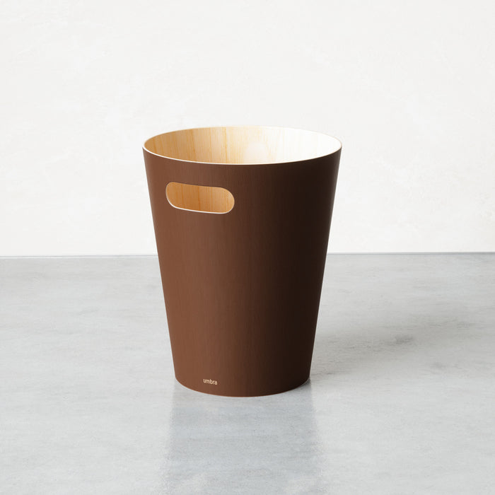 Umbra Woodrow Garbage Bin Trash Can - Espresso