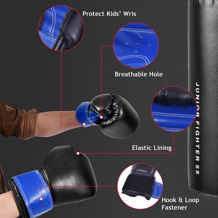 Goplus 2 Ft Kids Punch Bag Boxing Set Kick Ball Gloves Skipping Rope Hook Children Boys