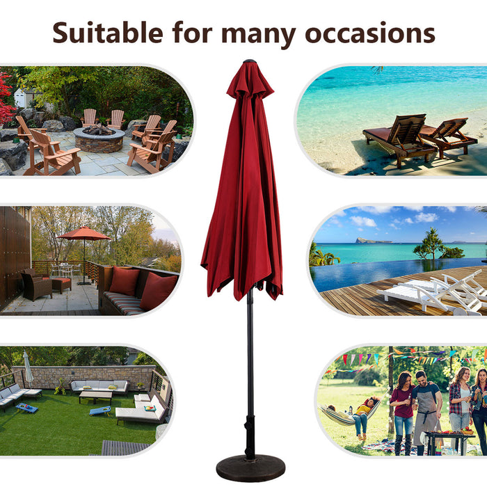 Costway 9FT Patio Umbrella Sun Shade Market Steel Tilt W/ Crank Yard Garden Burgundy