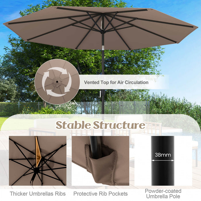 Costway 10Ft Outdoor Market Patio Table Umbrella Push Button Tilt Crank Lift Tan Tan