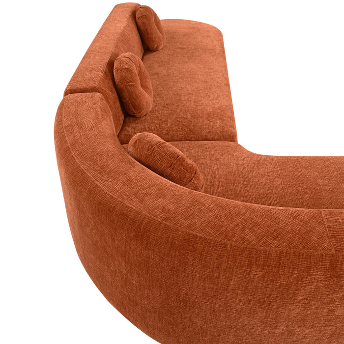 Vista 122 Inch Extra Large Sectional Sofa with Curved Design and High-Resilience Foam, Orange