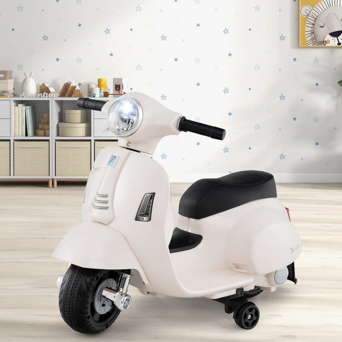 Costway Kids Ride On Motorcycle With Training Wheels Headlight Horn 6v Battery White