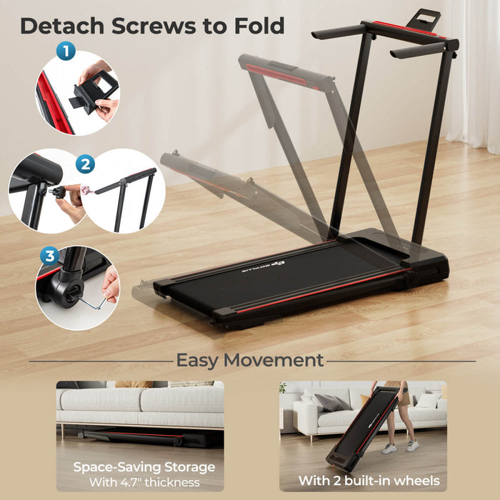 Goplus 3-in-1 Foldable Treadmill With Removable Desk Workstation Remote Control Black