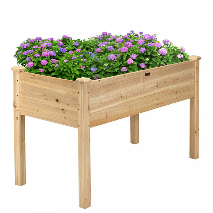 Costway Wooden Raised Vegetable Garden Bed Elevated Grow Vegetable Planter