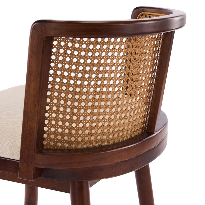 Talia Wooden Counter Height Bar Stool Set of 4 with Rattan Backrest,Walnut