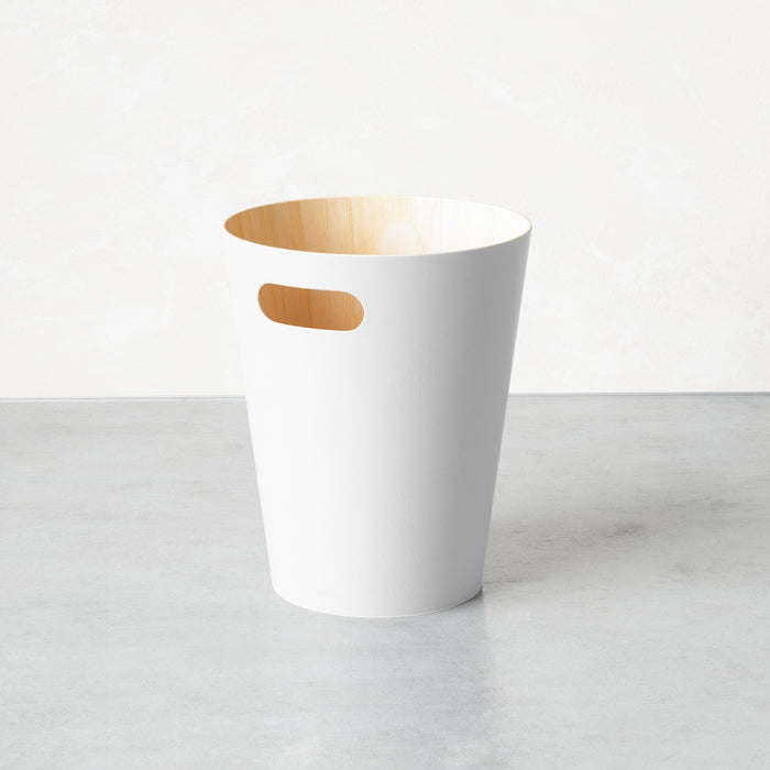 Umbra Woodrow Garbage Bin Trash Can - White
