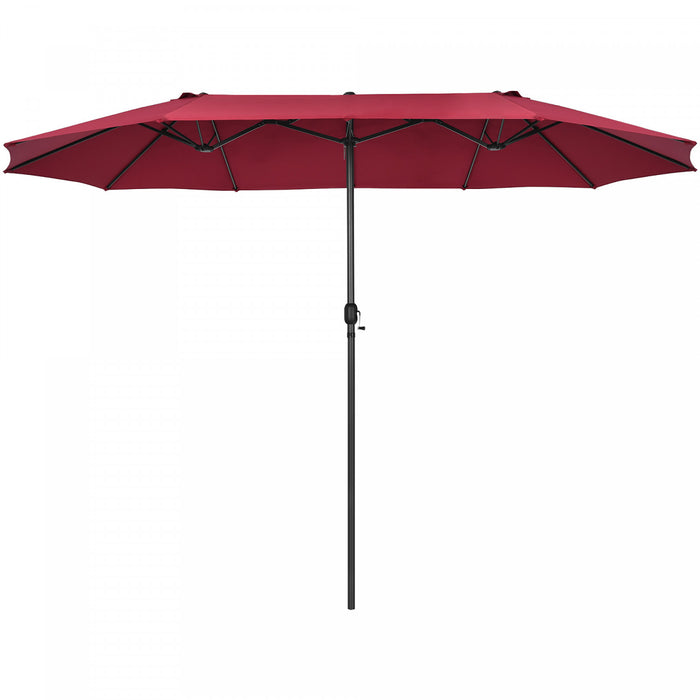 Costway 15FT Patio Double-Sided Umbrella Crank Outdoor Garden Market Sun Shade Wine