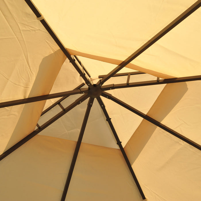 Outsunny 10x10ft Patio Gazebo Canopy Double-tire Garden Shelter Outdoor Sun Shade With Curtains, Beige