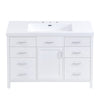 Resina 48 Inch Single Sink Bathroom Vanity with Resin Sink and 6 Drawers, White | Resina Meuble-Lavabo Simple 48 po avec Vasque en Resine et 6 Tiroirs, Blanc