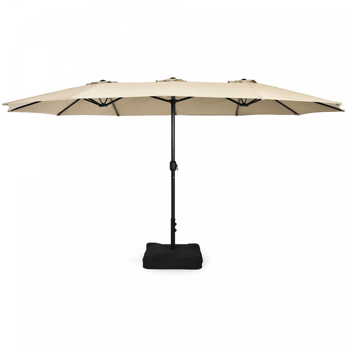 Costway 15 Ft Patio Double Sided Umbrella Outdoor Market Umbrella Beige