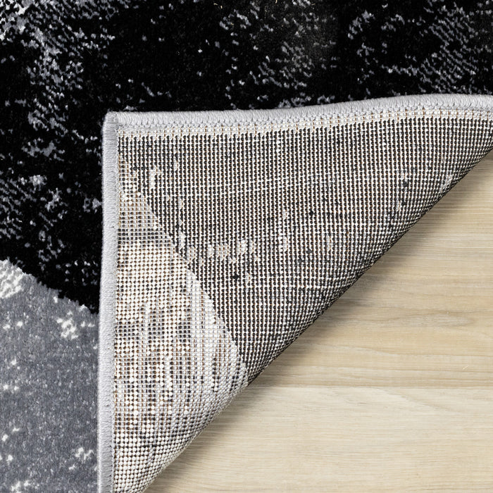 Covington Black White Grey Distressed Geometric Triangle Rug, 6'7\" x 9'10\" Indoor Area Rug