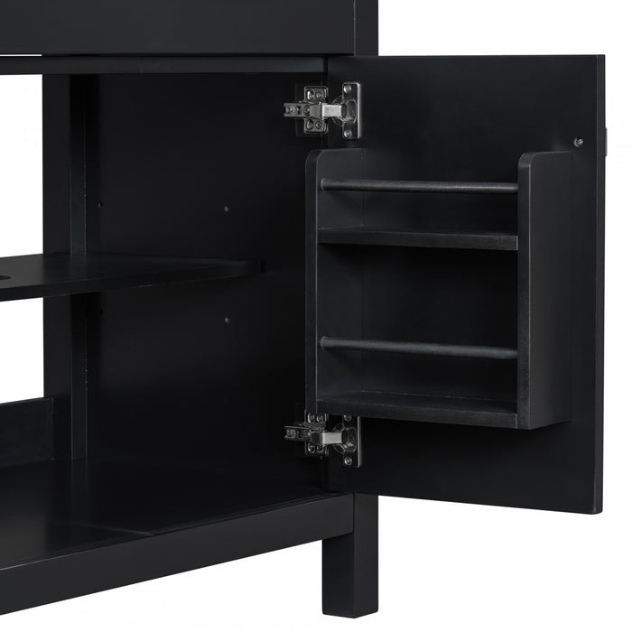 Felix 60 Inch Modern Double Bathroom Vanity with Ceramic Sink & Storage Cabinet, Black