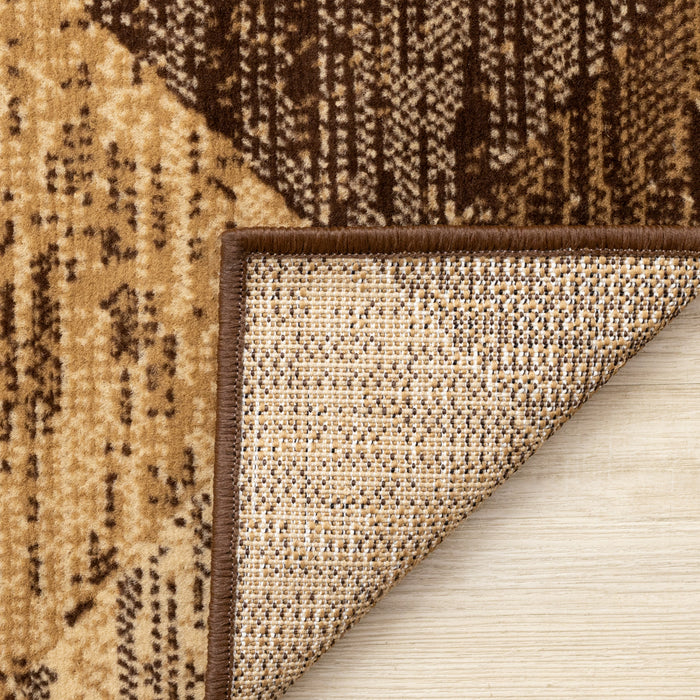 Florence Brown Beige Distressed Diamond Pattern Rug, 7'9\" x 10'6\" Indoor Area Rug