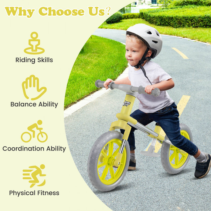 Honeyjoy 12\" Balance Bike 2 Wheels Children's Bicycle With Adjustable Seat Green