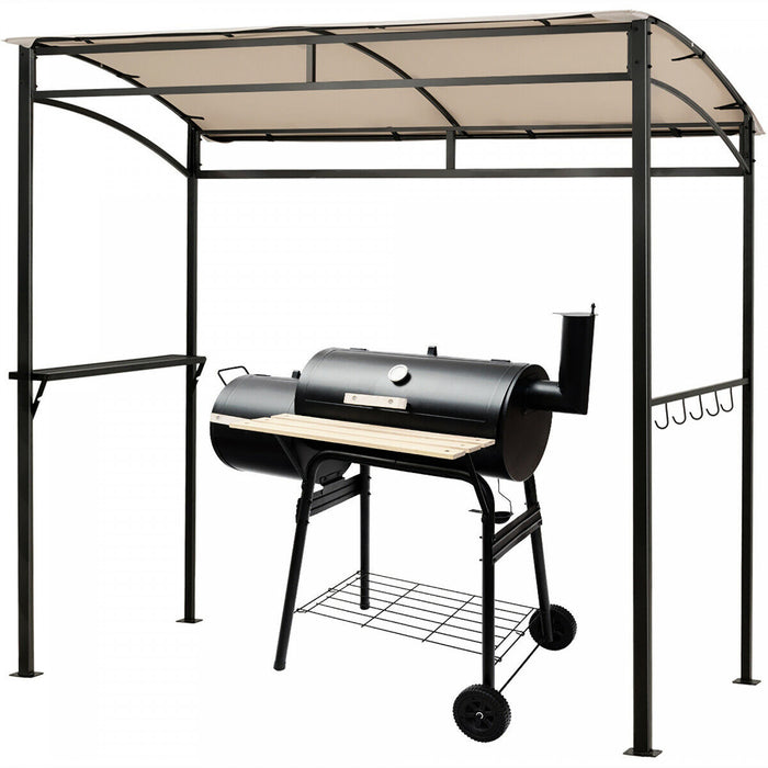 7'x4.5' Grill Gazebo Outdoor Patio Garden Bbq Canopy Shelter Storage Hook Beige