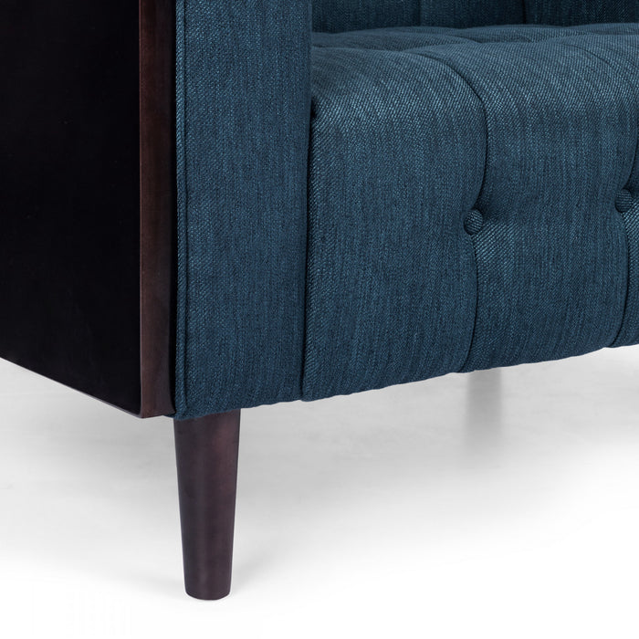 Dana 3-seater Tufted Fabric Sofa With Birch Wood Frame - Navy Blue