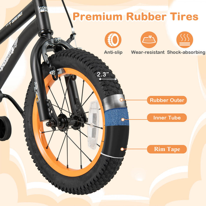 Costway 14-inch Kid's Bike For 3-5 Years Old With Adjustable Saddle & Anti-slip Handlebar Black