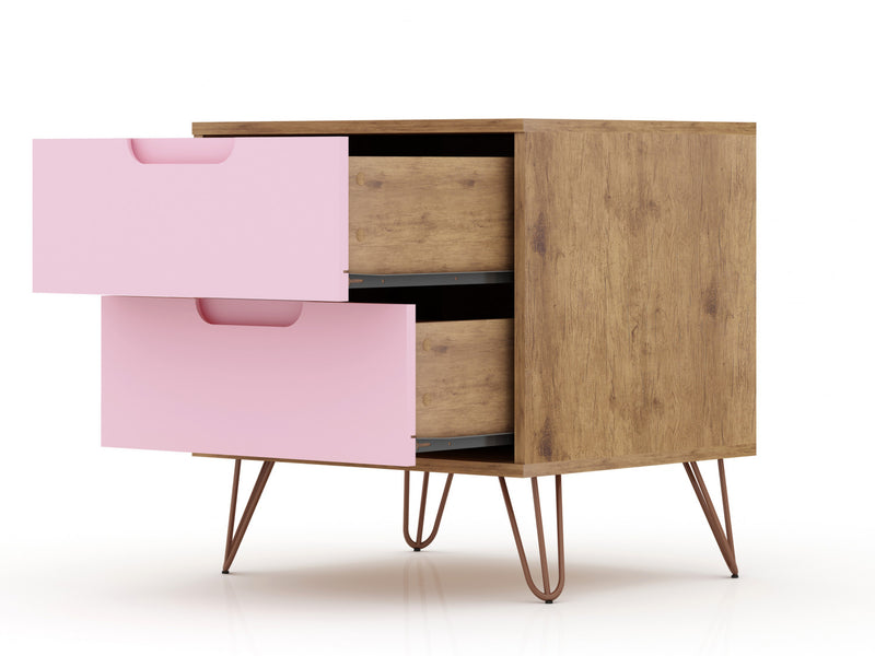 Rockefeller Mid-Century Modern 2-Piece Dresser Set in Pink