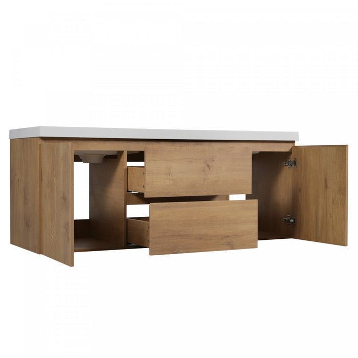 Ethan 59.3-Inch Double Sink Bathroom Vanity with Soft-Close Storage,Wood