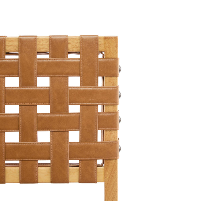 Philip Modern Rubber Wood Bar Stool Set of 4 with Woven Back Support,Natural