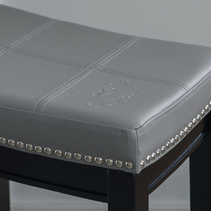Claridge Faux Leather Backless Counter-Height Stool - Grey