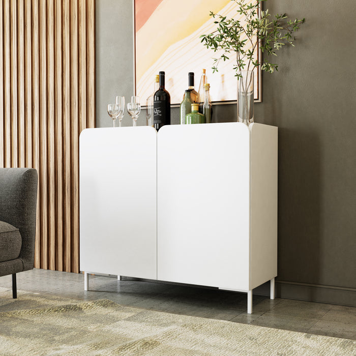 Manhattan Comfort Mid-Century Modern Bogardus 4-Shelf Accent Cabinet - White