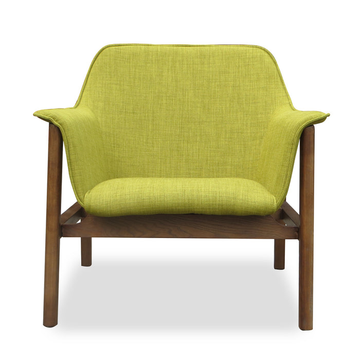 Manhattan Comfort Miller Linen Weave Accent Chair - Green & Walnut