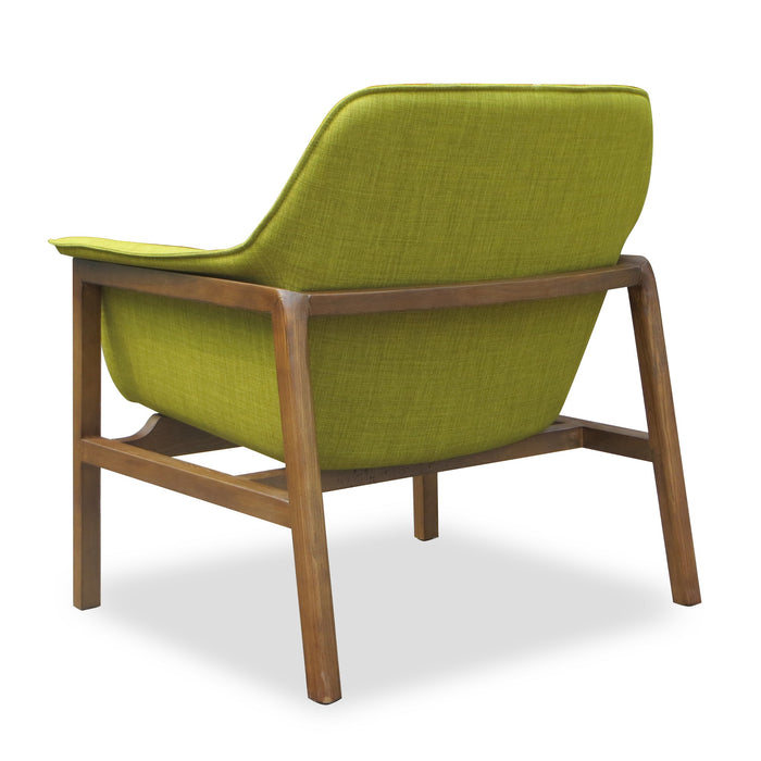 Manhattan Comfort Miller Linen Weave Accent Chair - Green & Walnut
