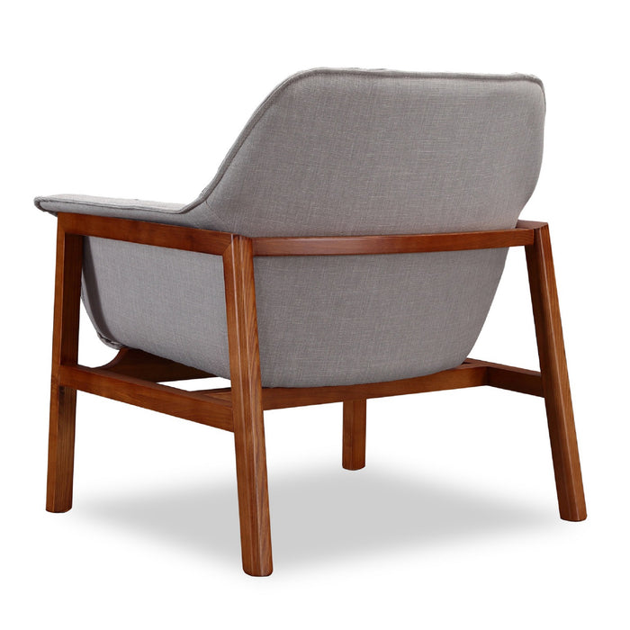 Manhattan Comfort Miller Linen Weave Accent Chair - Grey & Walnut