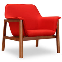 Manhattan Comfort Miller Linen Weave Accent Chair - Burnt Orange & Walnut