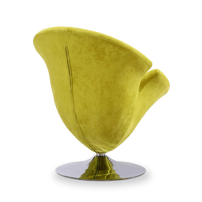 Manhattan Comfort Tulip Polished Chrome Velvet Swivel Accent Chair - Green