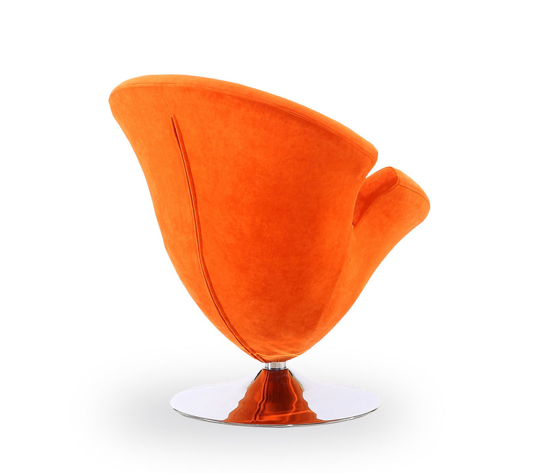 Manhattan Comfort Tulip Polished Chrome Velvet Swivel Accent Chair - Orange