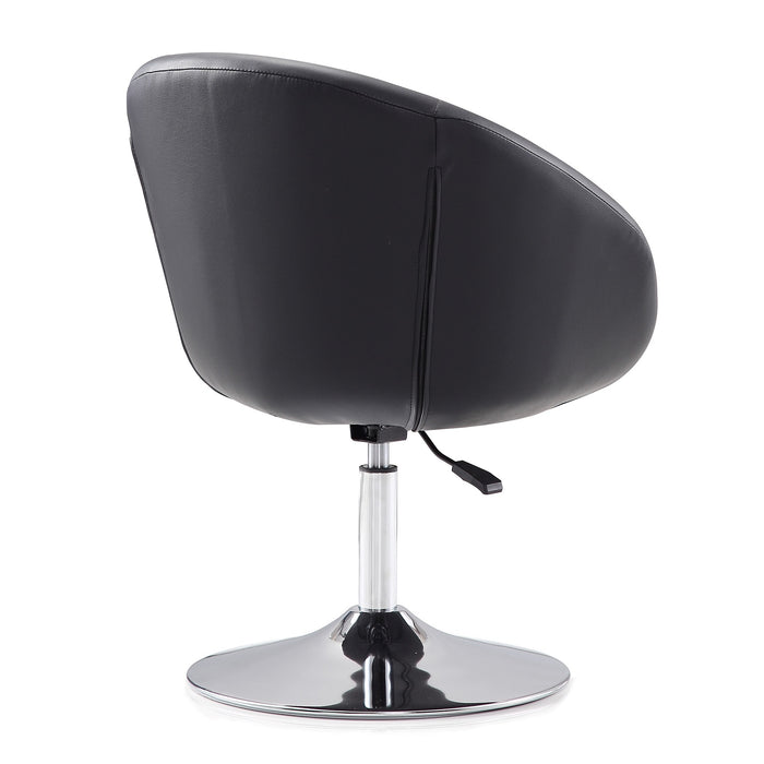 Manhattan Comfort Hopper Polished Chrome Faux Leather Adjustable Height Accent Chair - Black
