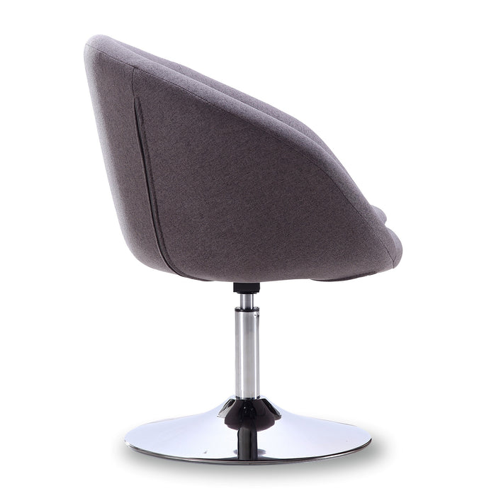Manhattan Comfort Hopper Polished Chrome Twill Adjustable Height Accent Chair - Grey