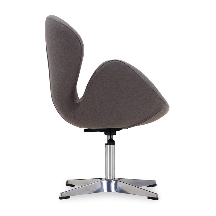 Manhattan Comfort Raspberry Polished Chrome Wool Blend Adjustable Swivel Accent Chair - Grey